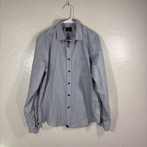 UnTuckit Shirt Mens Medium White Blue Black Print Button Long Sleeve Cotton